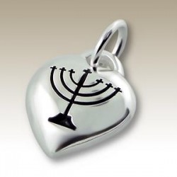 Pendentif Cœur Ménorah 10 mm  - Argent 925