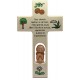 Croix en bois avec ange terre cuite 20 cm