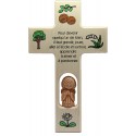 Wooden cross with angel terracotta - 20 cm