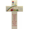 Cruz de madera para habitación infantil con texto - 20 cm