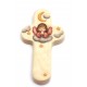 Croix en bois Ange Rose 15 cm