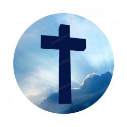 Autocollants ronds - 45mm - "Croix ciel" - planche 24 pièces
