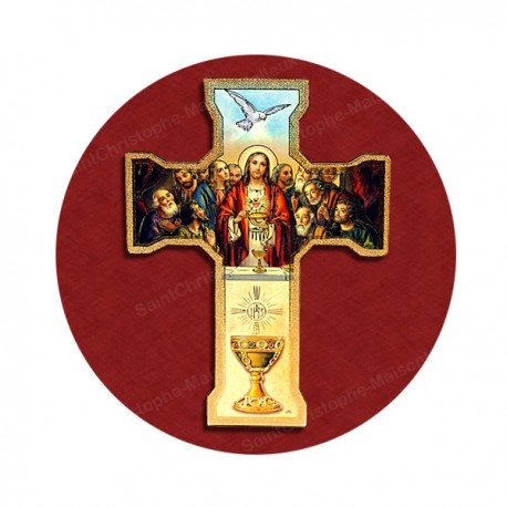 Autocollants ronds - 45mm - "Croix jaune" - planche 24 pièces