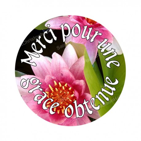 Autocollants ronds - 45mm - "Merci grâce obtenue 1" - planche 24 pièces