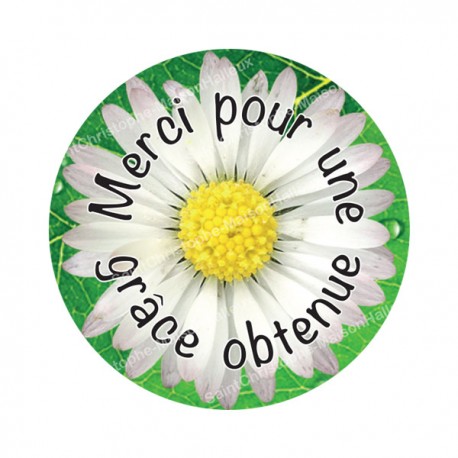Autocollants ronds - 45mm - "Merci grâce obtenue 2" - planche 24 pièces