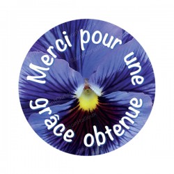 Autocollants ronds - 45mm - "Merci grâce obtenue 3" - planche 24 pièces