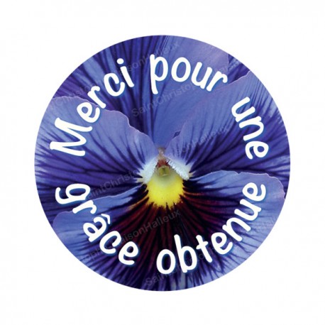 Autocollants ronds - 45mm - "Merci grâce obtenue 2" - planche 24 pièces
