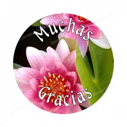 Autocollants ronds - 45mm - "Muchas gracias ES" - planche 24 pièces