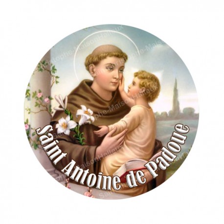 Autocollants ronds - 45mm - "Saint Antoine Padoue" - planche 24 pièces