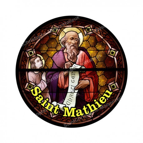 Autocollants ronds - 45mm - "Saint Mathieu" - planche 24 pièces