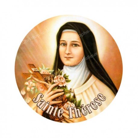 Autocollants ronds - 45mm - "Sainte Thérèse" - planche 24 pièces