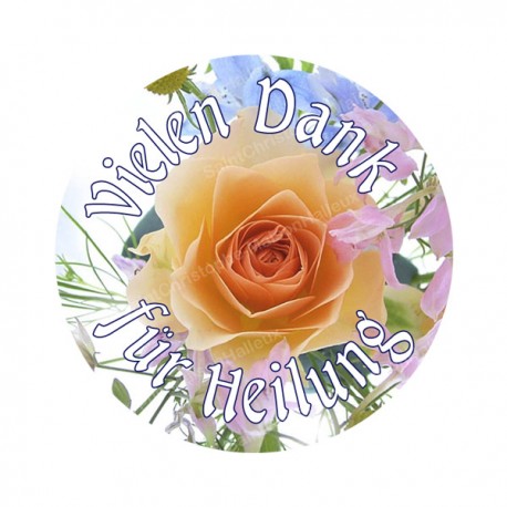 Autocollants ronds - 45mm - "Vielen Dank für Heilung" - planche 24 pièces