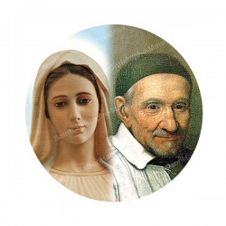 Autocollants ronds - 45mm - "Vierge et Saint Vincent" - planche 24 pièces
