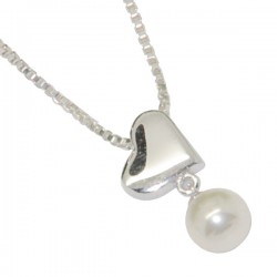 Pendentif Cœur Perle  - Argent 925