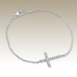 Crystal Cross Bracelet - 925 Silver