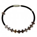 Armband met kruis - bruin metaal 