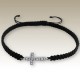 Bracelet Avec Croix Strass cordon noir - Ange 925