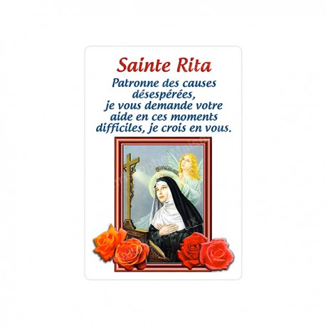 Autocollants Rectangulaires - "Sainte Rita - roses - 2" - 8 pièces - Français