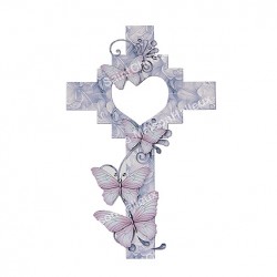 Sticker Croix Cœur découpé - 12 pièces