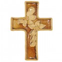 Croce smaltata terracotta - marrone con fiori