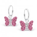 Pink Butterfly Earrings - 925 Silver