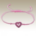 Crystal Heart Bracelet - 925 Silver - Pink Cord