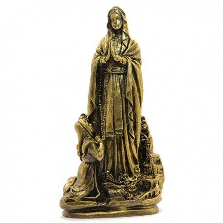 Statue Apparition de Lourdes dorée - Poudre de Marbre