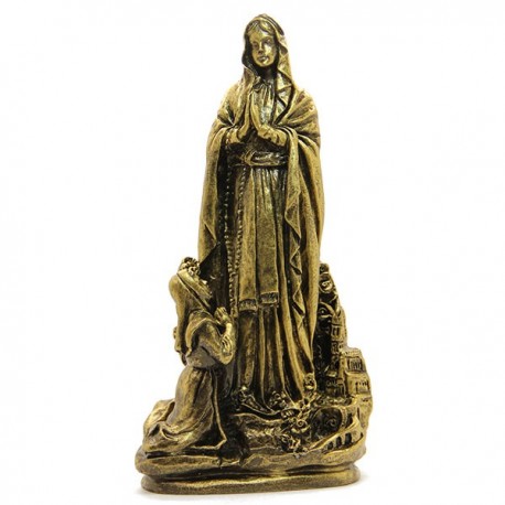 Statue Apparition de Lourdes dorée - Poudre de Marbre