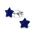 Pendientes pendientes de plata de la estrella azul 