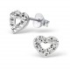 Boucles d'oreilles Cœurs - Cristaux Blancs - Argent 925  