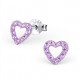 Boucles d'oreilles Cœurs - Cristaux Roses - Argent 925  
