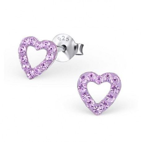 Boucles d'oreilles Cœurs - Cristaux Blancs - Argent 925  