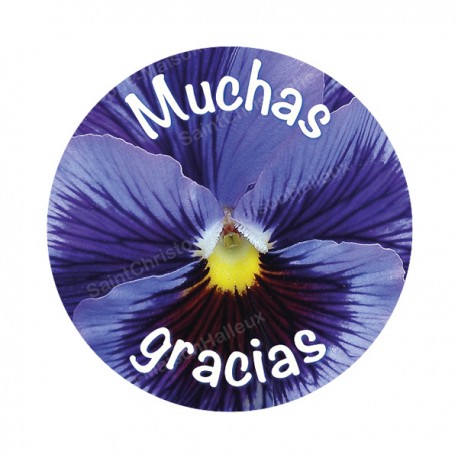 Autocollants ronds - 45mm - "Muchas gracias 3" - planche 24 pièces