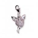 Angel and heart pendant - white crystal - silver 925