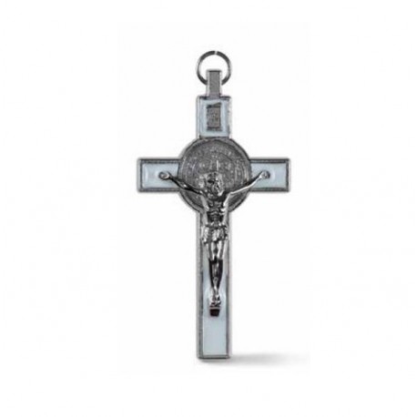Croix de Saint Benoit - émaillée blanc 