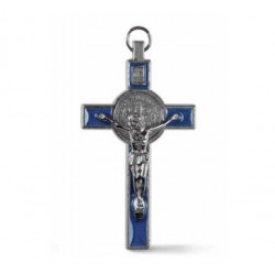 Croix de Saint Benoit - émaillée bleue