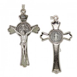 Croix de Saint Benoit argentée - fluorescente  