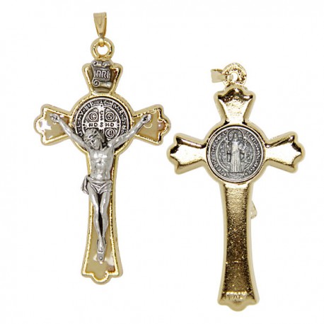 Croix de Saint Benoit argentée - fluorescente  