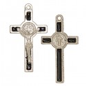Silver-Plated Cross with Black Enamel – 2 x 4 cm – Double-Sided 100 pcs