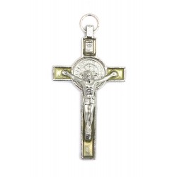 Croix de Saint Benoit - émaillée jaune tranparent