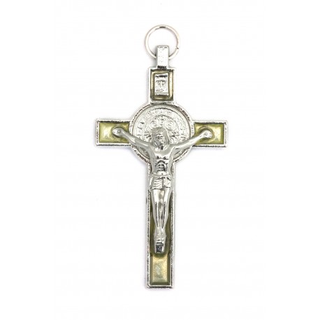 Croix de Saint Benoit - émaillée jaune tranparent