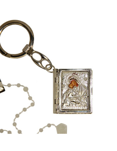 Porte-clés Vierge Icone petite Boite avec Chapelet 