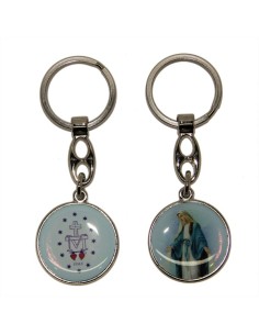 Keyring of the Miraculous Virgin - Round blue.