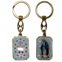 Porte-clés de la Vierge Miraculeuse - Rectangulaire  bleue - doré