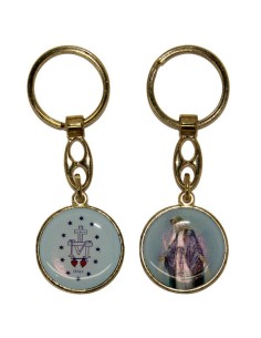 Keyring of the Miraculous Virgin - Round blue - gold