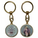 Keyring of the Miraculous Virgin - Round blue - gold