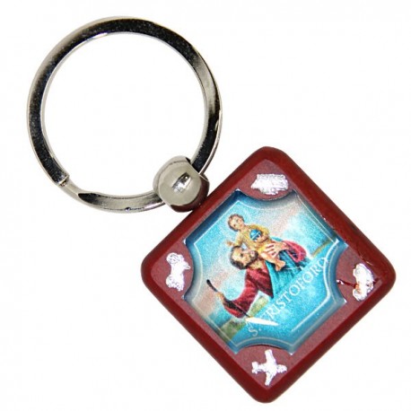 Porte-clés de la Vierge Miraculeuse - ovale bleue - doré