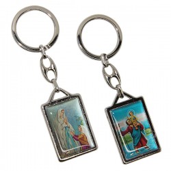 Keyring Saint Christopher and the Apparition of Lourdes - Rectangular