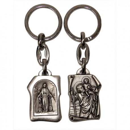 Porte-clés Saint Christophe et la Vierge Miraculeuse 