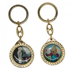 Keychains Saint christopher and Banneux - gold metal